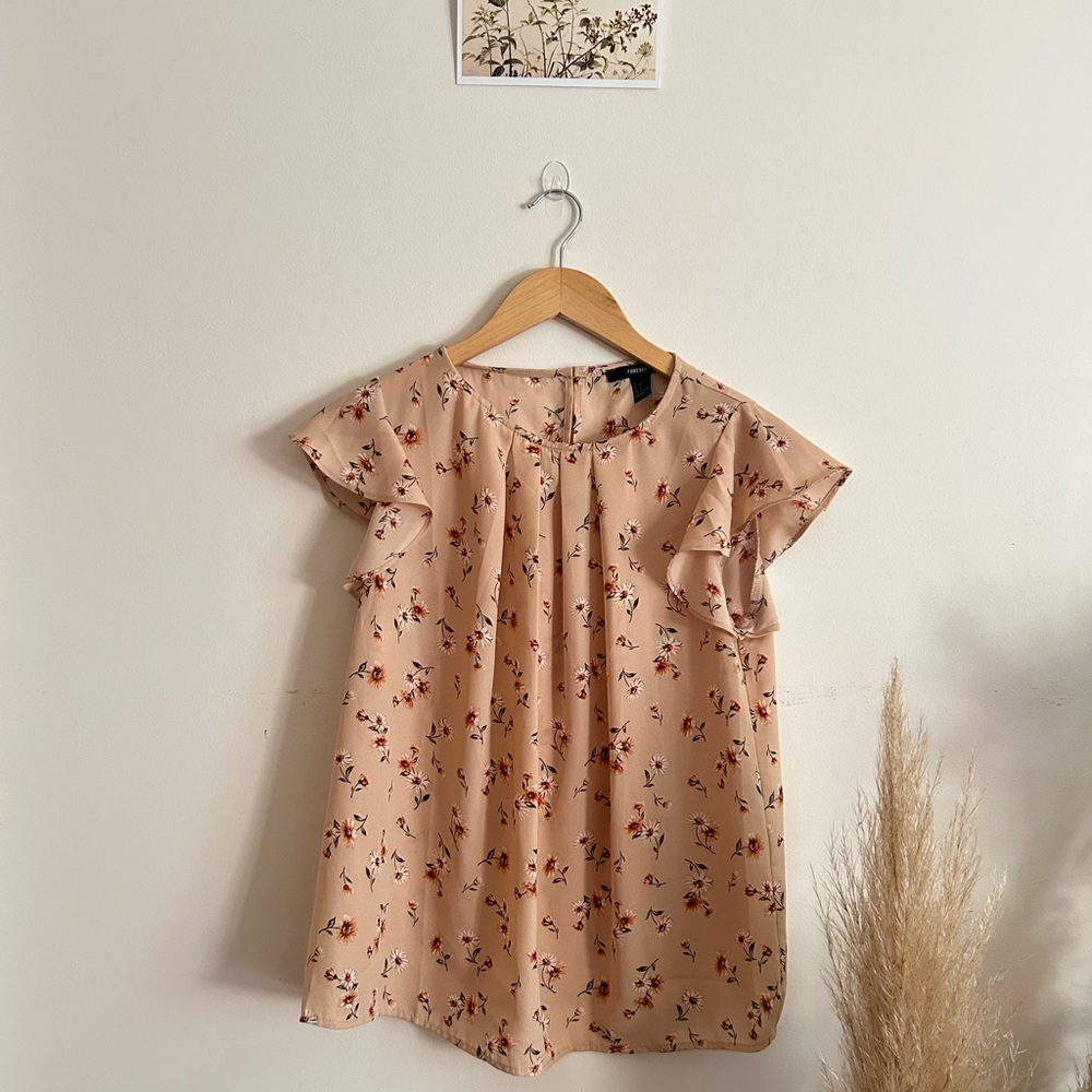 Forever 21 Light Pink Floral Top